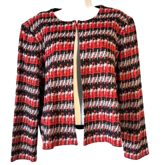 Ming Wang Sweaters - Ming Wang Knit Jacket Topper Size PXL Petite XL Red Black Gray Long Sleeve